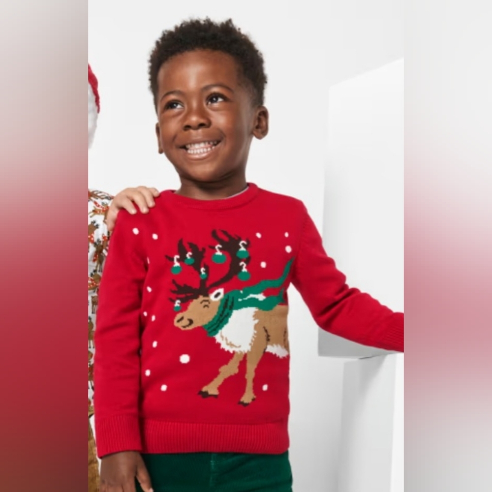Red Christmas Sweater With Raindeer On It